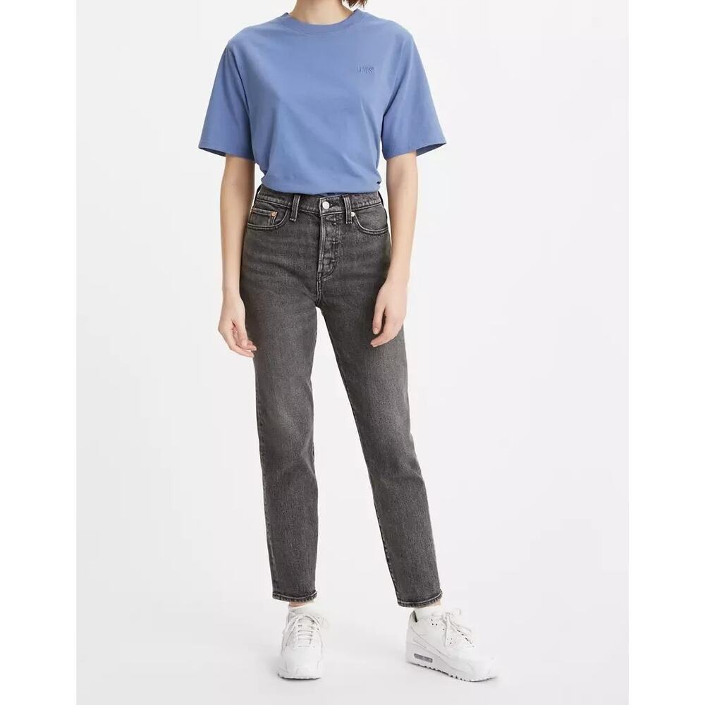 Levi's High Rise Button Fly Wedgie Icon Fit Ankle Straight Leg Jeans Black 27